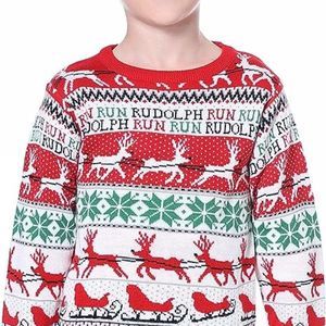 Christmas Rudolph Cute Reindeer Santa Snowman Knitted Ugly Sweater Pullover